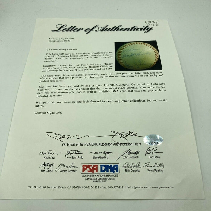 Mickey Mantle & Roger Maris 1961 All Star Game Team Signed Baseball PSA DNA COA