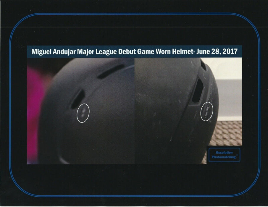 Miguel Andujar First Game Debut Game Used NY Yankees Helmet Photo Matched COA