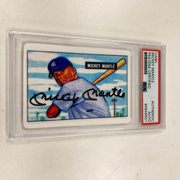1951 Bowman Mickey Mantle Signed Porcelain Baseball Card RC PSA DNA Certified