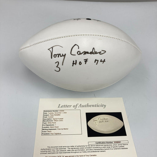 Tony Canadeo "HOF 1974, #3" Signed Wilson NFL Football JSA COA RARE