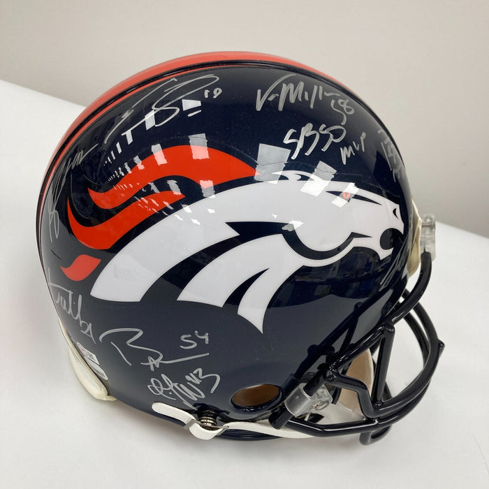 2015 Denver Broncos Super Bowl 50 Champs Team Signed Game Helmet JSA COA