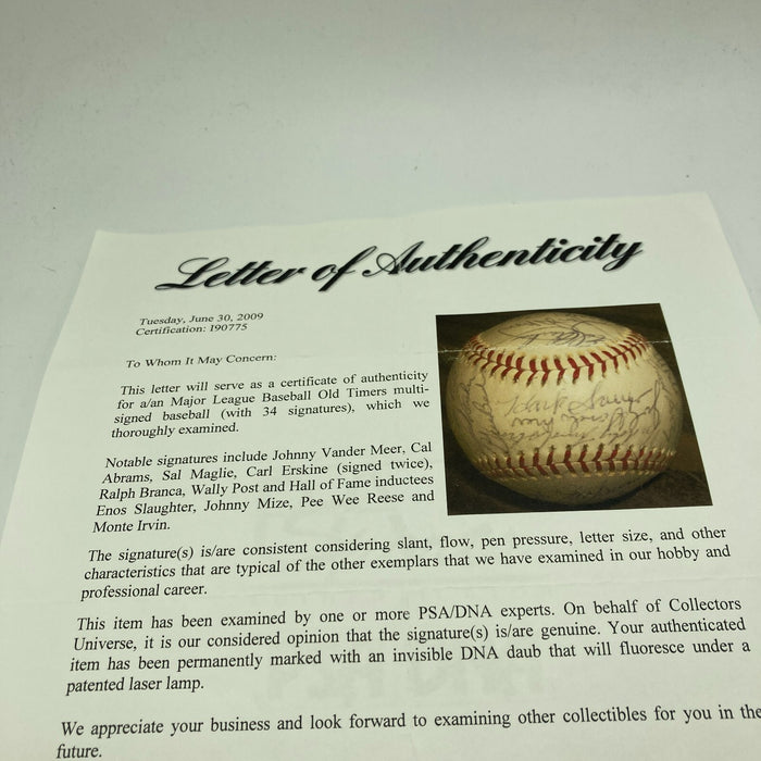 1970's Los Angeles Dodgers Old Timer's Day Multi Signed Baseball PSA DNA