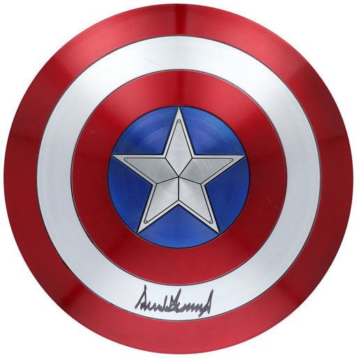 President Donald Trump Full Name Signed Large Captain America Shield  JSA COA