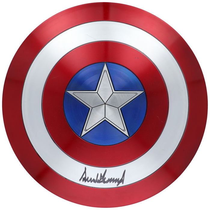 President Donald Trump Full Name Signed Large Captain America Shield  JSA COA
