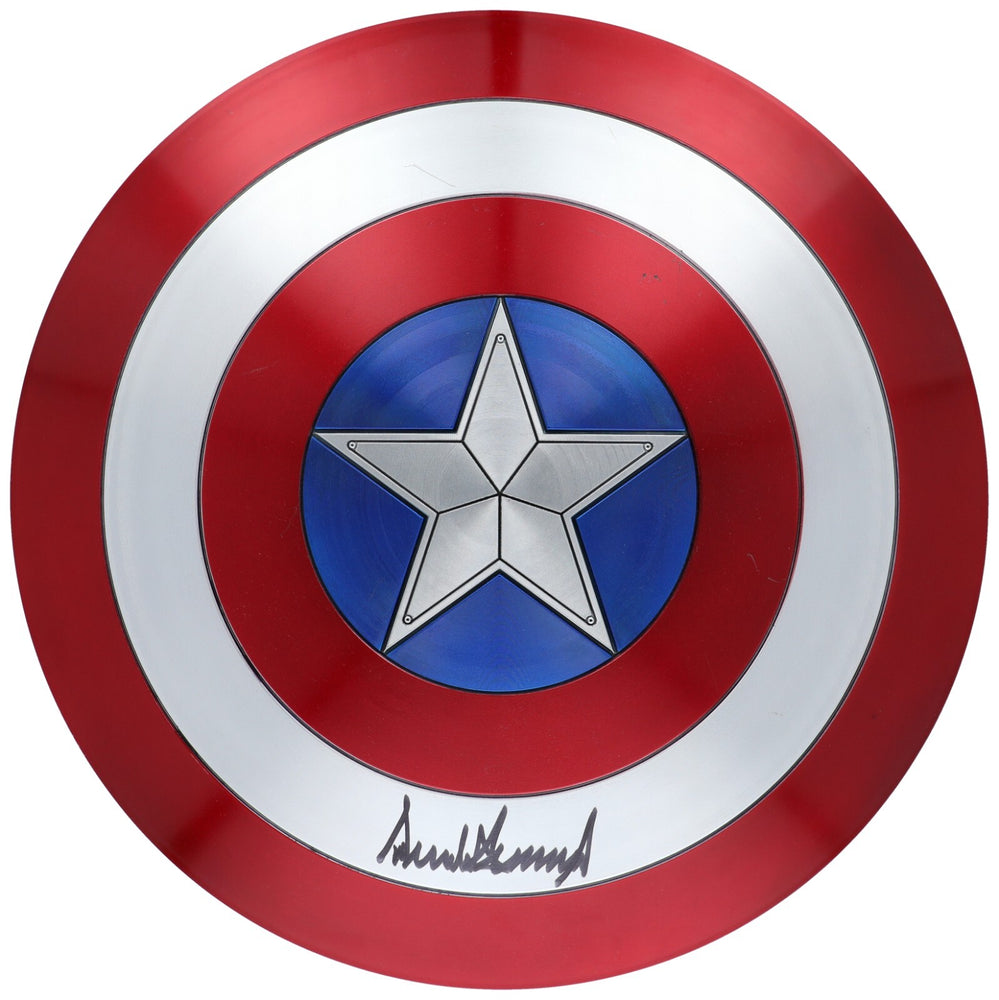 President Donald Trump Full Name Signed Large Captain America Shield  JSA COA
