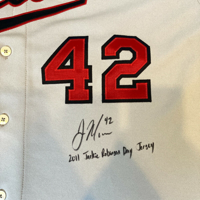 Joe Mauer 2011 Minnesota Twins Jackie Robinson Day "Game Used" Signed Jersey JSA