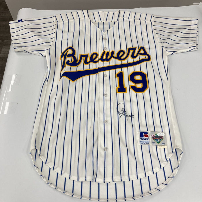 Robin Yount Signed Authentic 1990's Brewers Russell Game Model Jersey JSA COA