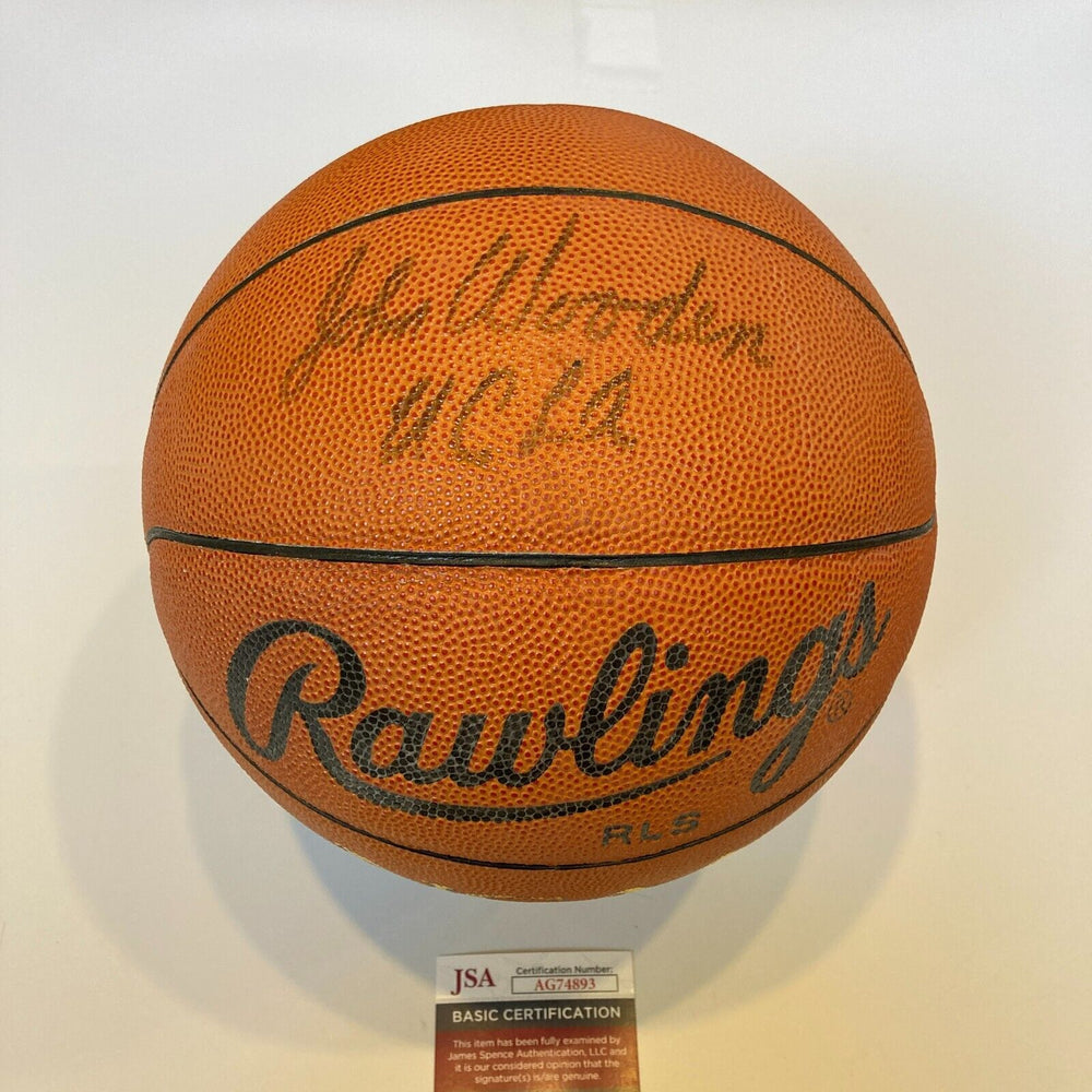 John Wooden "UCLA" Signed Rawlings NCAA Basketball JSA COA