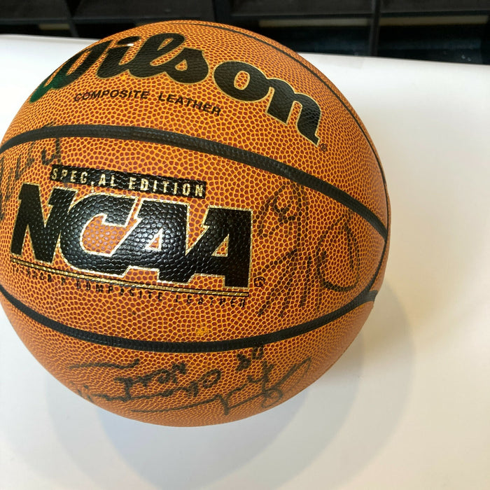 2007-08 NCAA Champions Kansas Jayhawks Team Signed Game Basketball PSA DNA COA