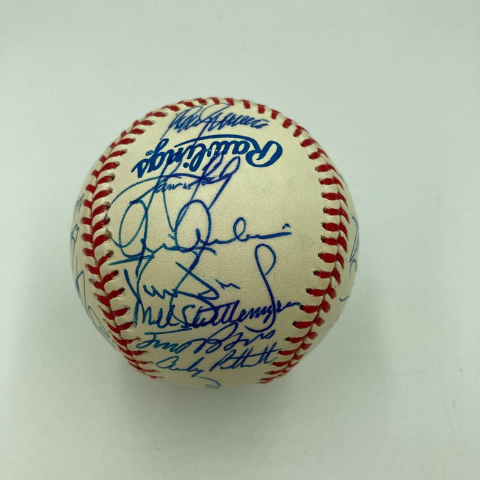 1999 Yankees Team Signed World Series Baseball Derek Jeter Mariano Rivera PSA