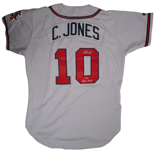 The Finest Chipper Jones 1995 Rookie Game Used Jersey & Pants MEARS A10 JSA COA