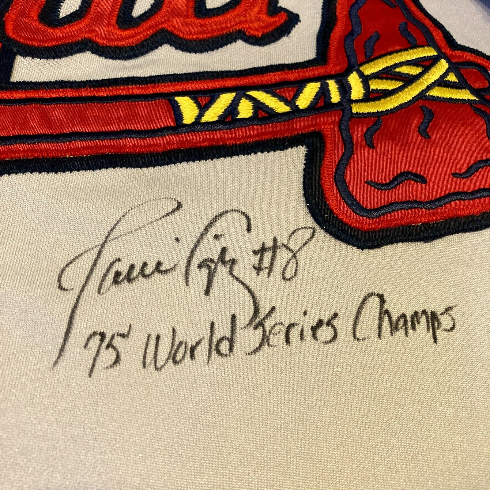 Javier Lopez W.S. Champs Signed Game Used 1995 Atlanta Braves Jersey JSA  COA
