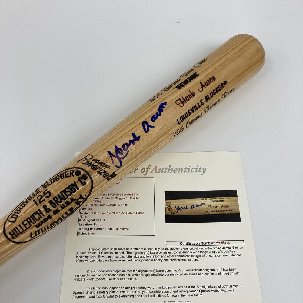 Hank Aaron Signed 755 Home Runs Louisville Slugger Game Model Baseball Bat JSA