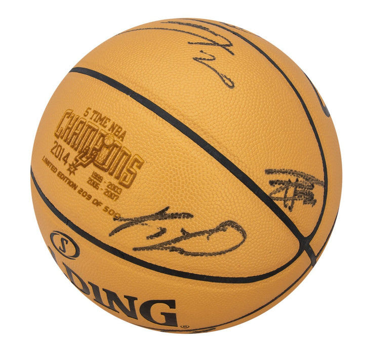2013-14 San Antonio Spurs NBA Champs Team Signed Basketball Tim Duncan JSA COA