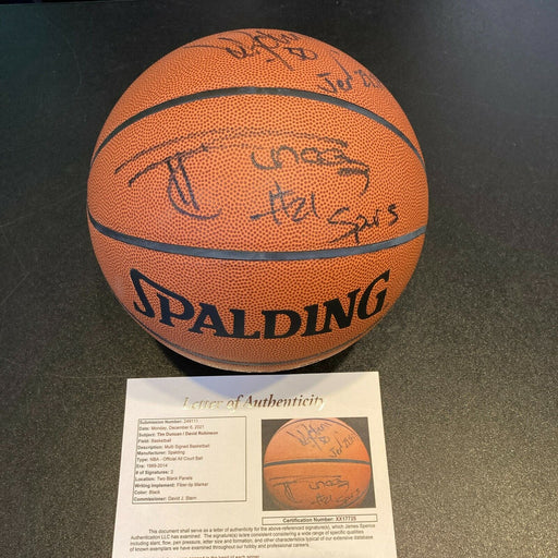 Tim Duncan "#21 Spurs" & David Robinson Signed Spalding NBA Basketball JSA COA