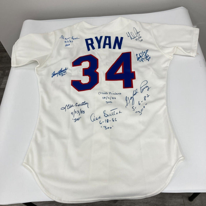 Beautiful 300 Win Club Multi Signed Jersey With Inscriptions Nolan Ryan JSA COA