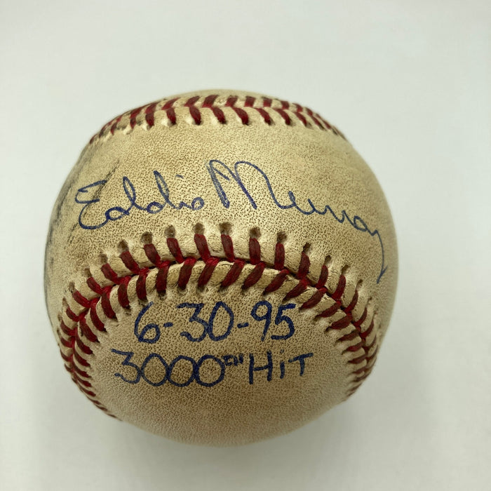 Eddie Murray 3,000th Hit Signed Game Used Baseball June 30, 1995 JSA COA