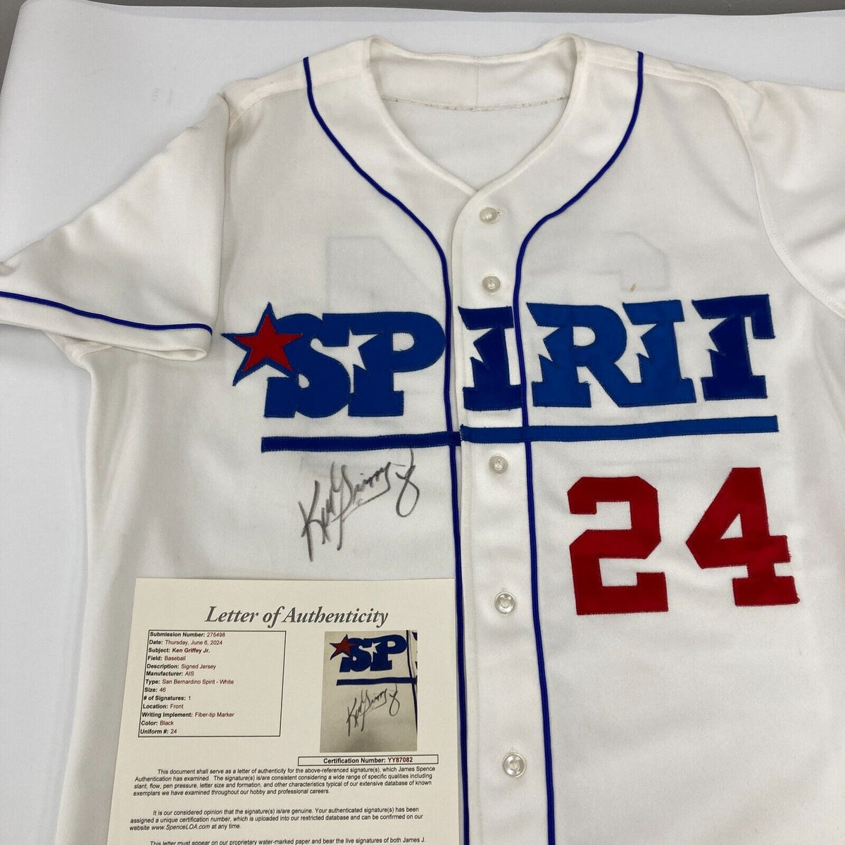 Ken Griffey Jr Signed San Bernardino Spirit Minor League Game