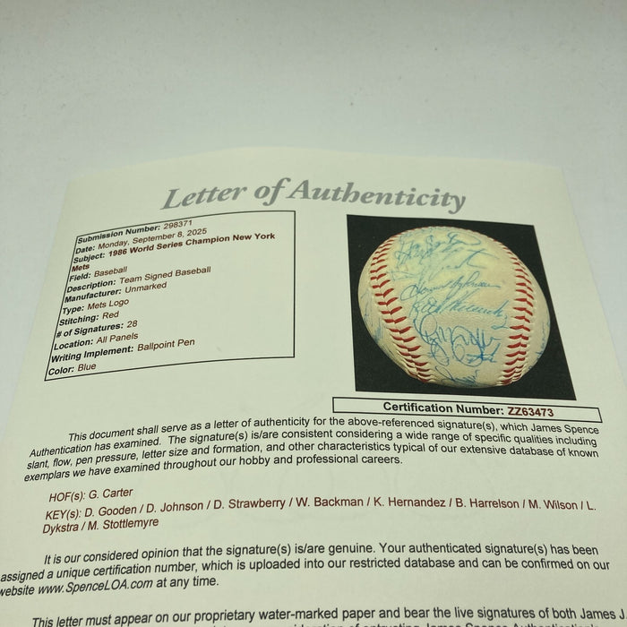 Vintage 1986 New York Mets World Series Champs Team Signed Baseball JSA COA
