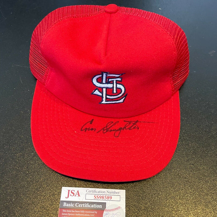 Enos Slaughter Signed Vintage St. Louis Cardinals Baseball Hat JSA COA