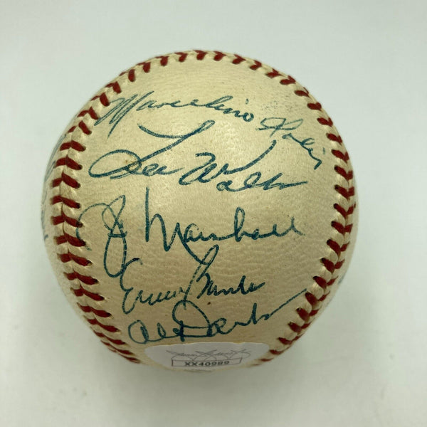 Beautiful 1958 Cubs Team Signed National League Baseball Ernie Banks JSA COA