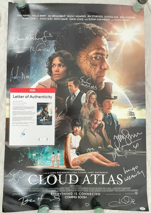 Cloud Atlas Cast Signed 27x40 Movie Poster 12 Sigs Tom Hanks Lana Wachow PSA DNA