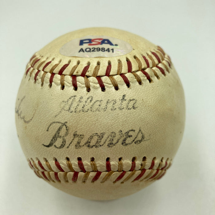 Vintage Hank Aaron Signed 1970's Atlanta Braves Baseball PSA DNA Certified