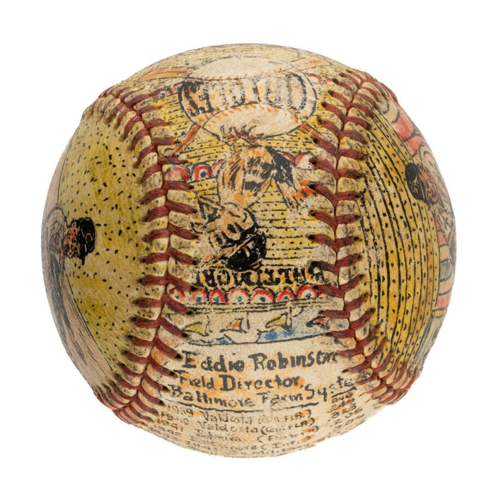 Beautiful Eddie Robinson Hand Painted George Sosnak Folk Art Signed Baseball