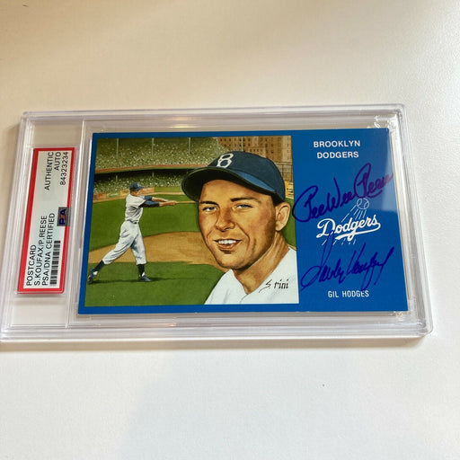 Sandy Koufax Pee Wee Reese Signed Autographed Brooklyn Dodgers Postcard PSA DNA