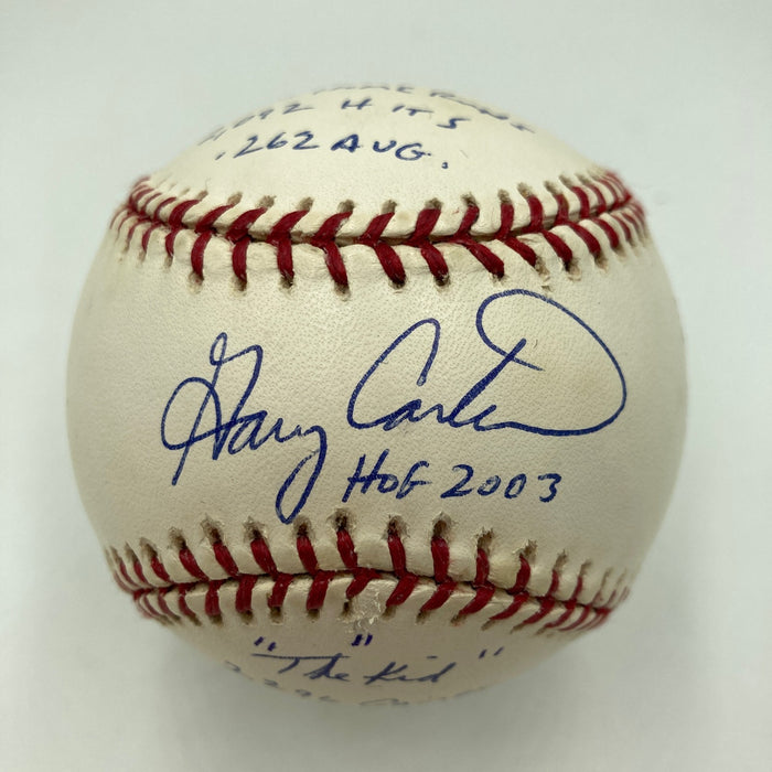 Gary Carter Signed Heavily Inscribed STAT Major League Baseball RJ COA