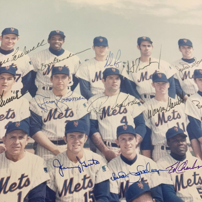 1969 New York Mets World Series Champs Team Signed 16x20 Photo Nolan Ryan JSA