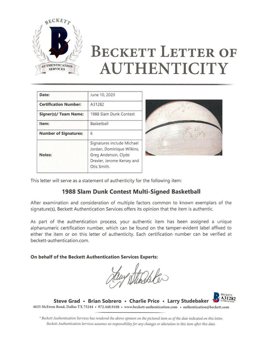 Michael Jordan 1988 Slam Dunk Contest Multi Signed Spalding Basketball Beckett