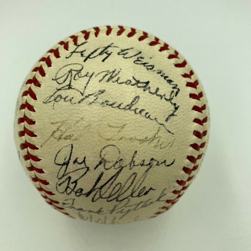 1939 Cleveland Indians Team Signed American League Baseball JSA COA Bob Feller