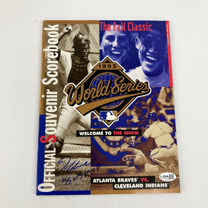 Tom Glaive "1995 W.S. MVP" Signed World Series Scorebook Program JSA COA