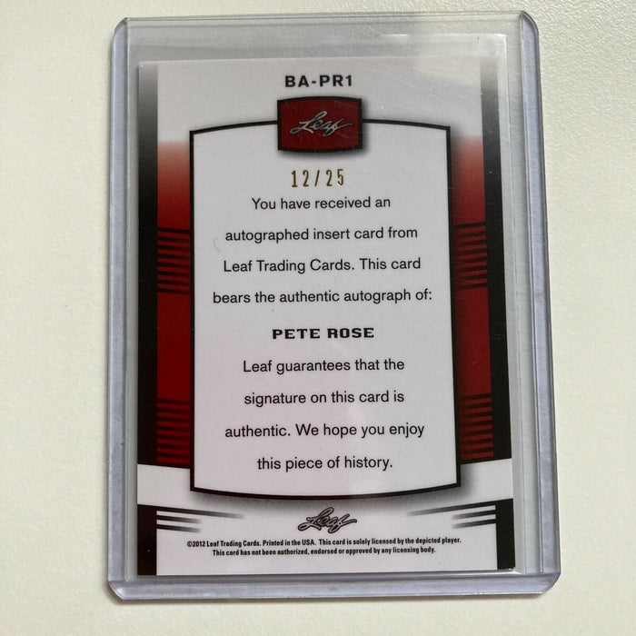 2012 Leaf Pete Rose #12/25 Auto Signed Autographed Baseball Card