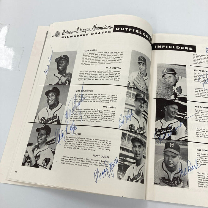 The Finest 1957 Milwaukee Braves World Series Champs Team Signed Program JSA COA