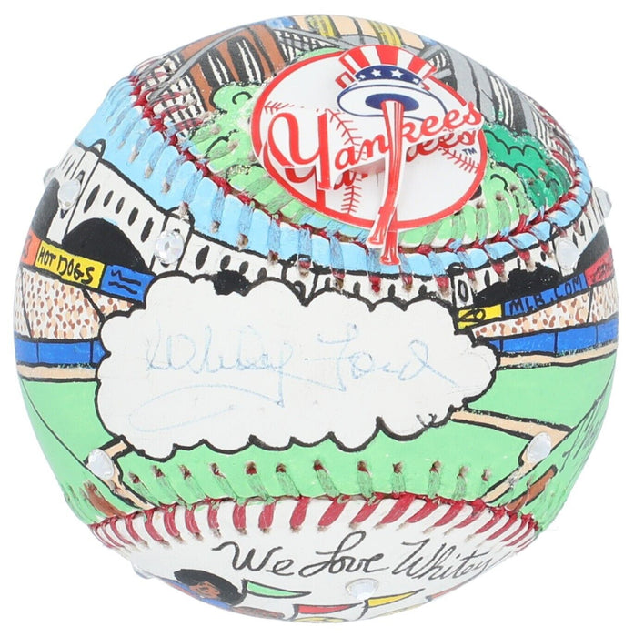 Whitey Ford Signed Charles Fazzino Hand Painted Pop Art Baseball Steiner COA