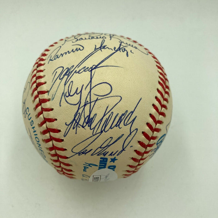 1997 New York Yankees Team Signed Baseball Derek Jeter Mariano Rivera JSA COA