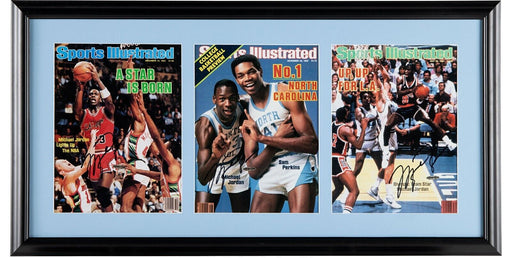 Michael Jordan (3) Signed First Sports Illustrated Covers Display PSA DNA & UDA