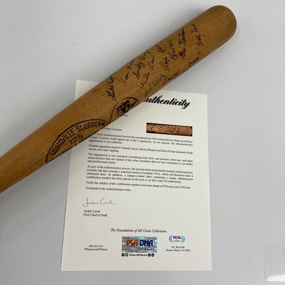 Hank Aaron 1976 Atlanta Braves Signed Louisville Slugger Bicentennial Bat PSA