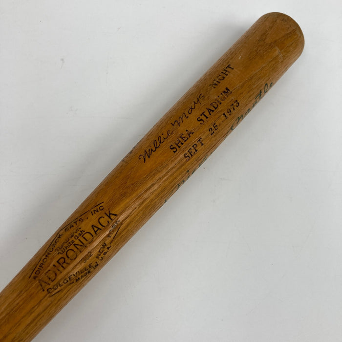 Mickey Mantle & Willie Mays Signed 1973 Willie Mays Night Mini Baseball Bat JSA