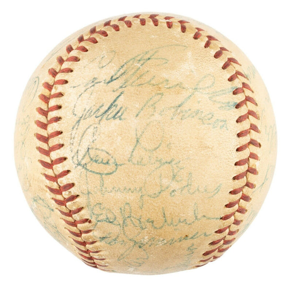 1955 Brooklyn Dodgers W.S. Champs Team Signed Baseball Jackie Robinson JSA COA