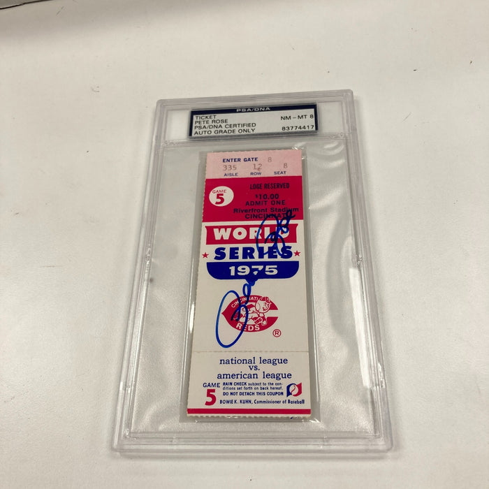 Pete Rose Signed 1975 World Series Game 5 Ticket PSA DNA