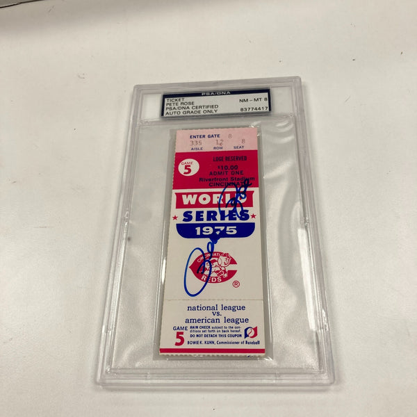 Pete Rose Signed 1975 World Series Game 5 Ticket PSA DNA