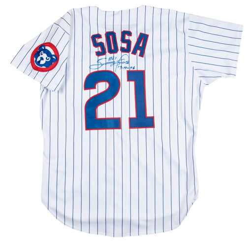 Sammy Sosa Signed Inscribed 1996 Chicago Cubs Game Issued Jersey With JSA COA