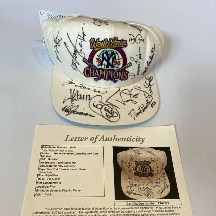 1996 New York Yankees Team Signed World Series Hat With Derek Jeter JSA COA