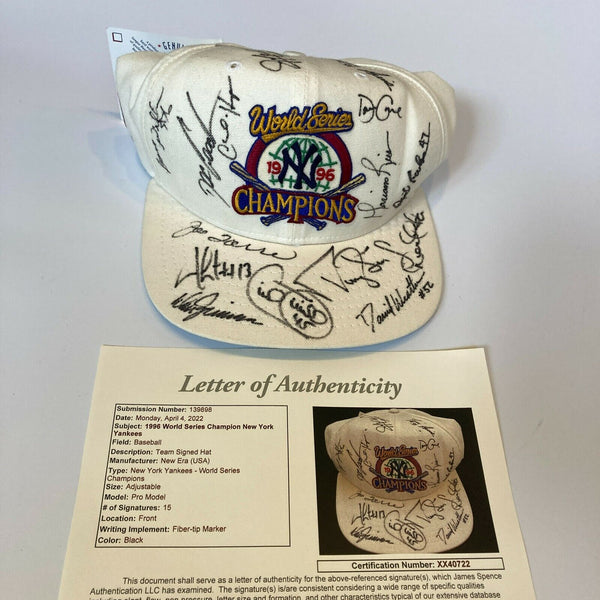 1996 New York Yankees Team Signed World Series Hat With Derek Jeter JSA COA