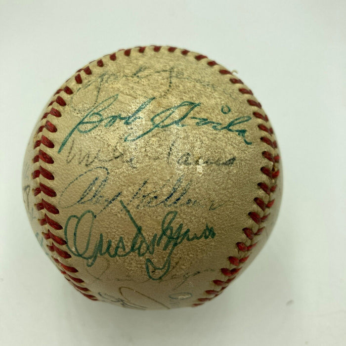 Satchel Paige Mickey Mantle 1952 All Star Game Team Signed Baseball JSA COA