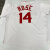 Pete Rose Signed Heavily Inscribed STATS Cincinnati Reds Jersey JSA COA