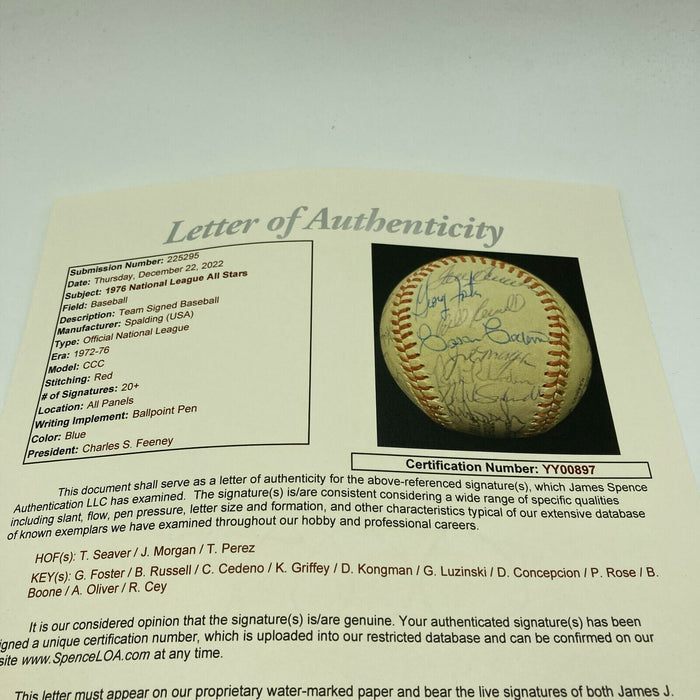 1976 All Star Game Team Signed National League Baseball 32 Sigs JSA COA